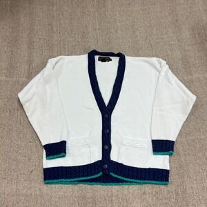 Vintage Eddie Bauer Cardigan Sweater Mens XL White 1990s
